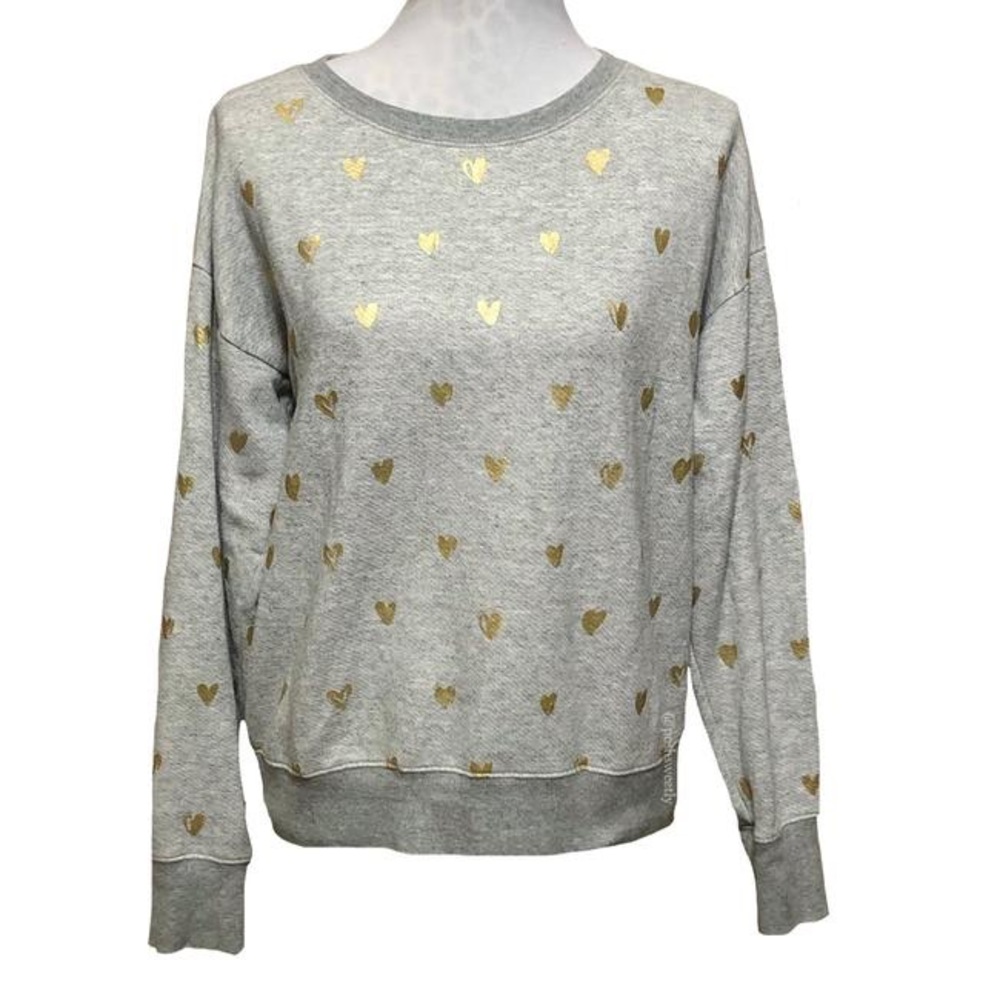 J.crew grey crewneck sweat shirt with gold hearts